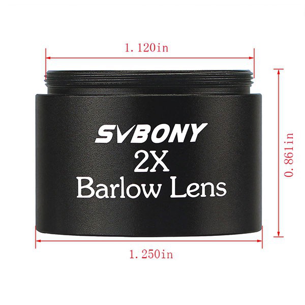 Thị kính Barlow Svbony phóng to 2 lần ren M28.6 * 0.6 cho kính thiên văn tiêu chuẩn 1.25'' 31.7mm