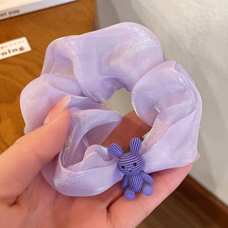 Dây Buộc Tóc Vải Lưới Bản Lớn Màu Xanh Dương / Tím Thời Trang Mùa Xuân Cho Nữ