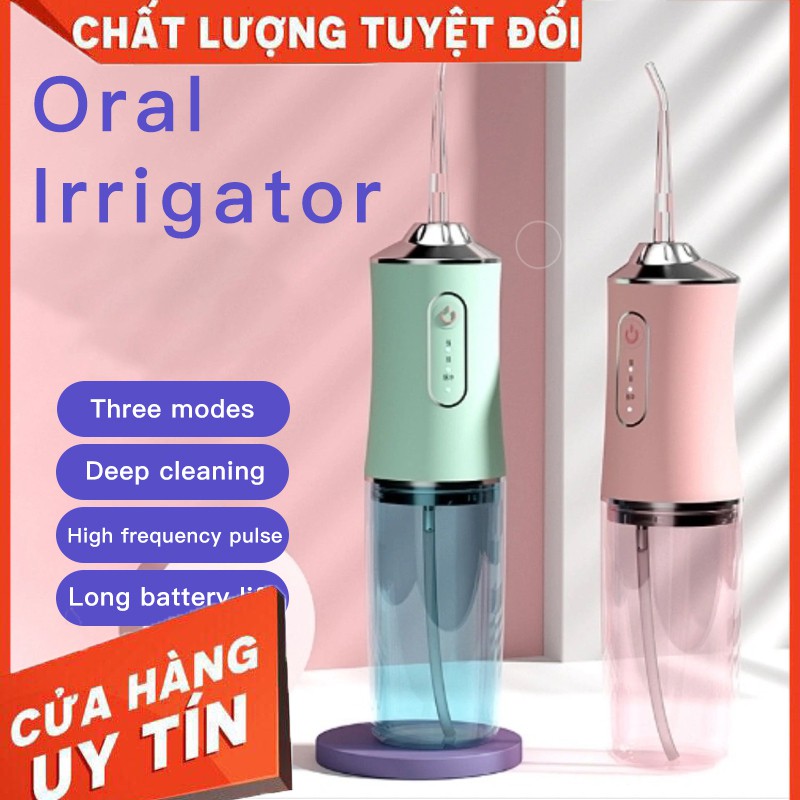 Mua một tặng một Máy Tăm Nước Xịt Vệ Sinh Răng Miệng -Bình nước tháo rời tiện lợi, 4 đầu phun, Pin sạc 2000mAh