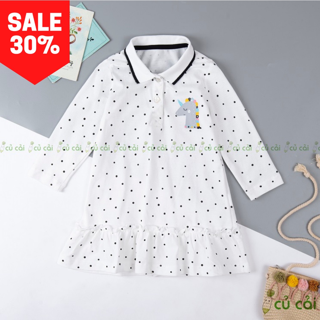 [XẢ KHO] Váy bé gái chất liệu cotton cá sấu Little maven chấm bi VTD01