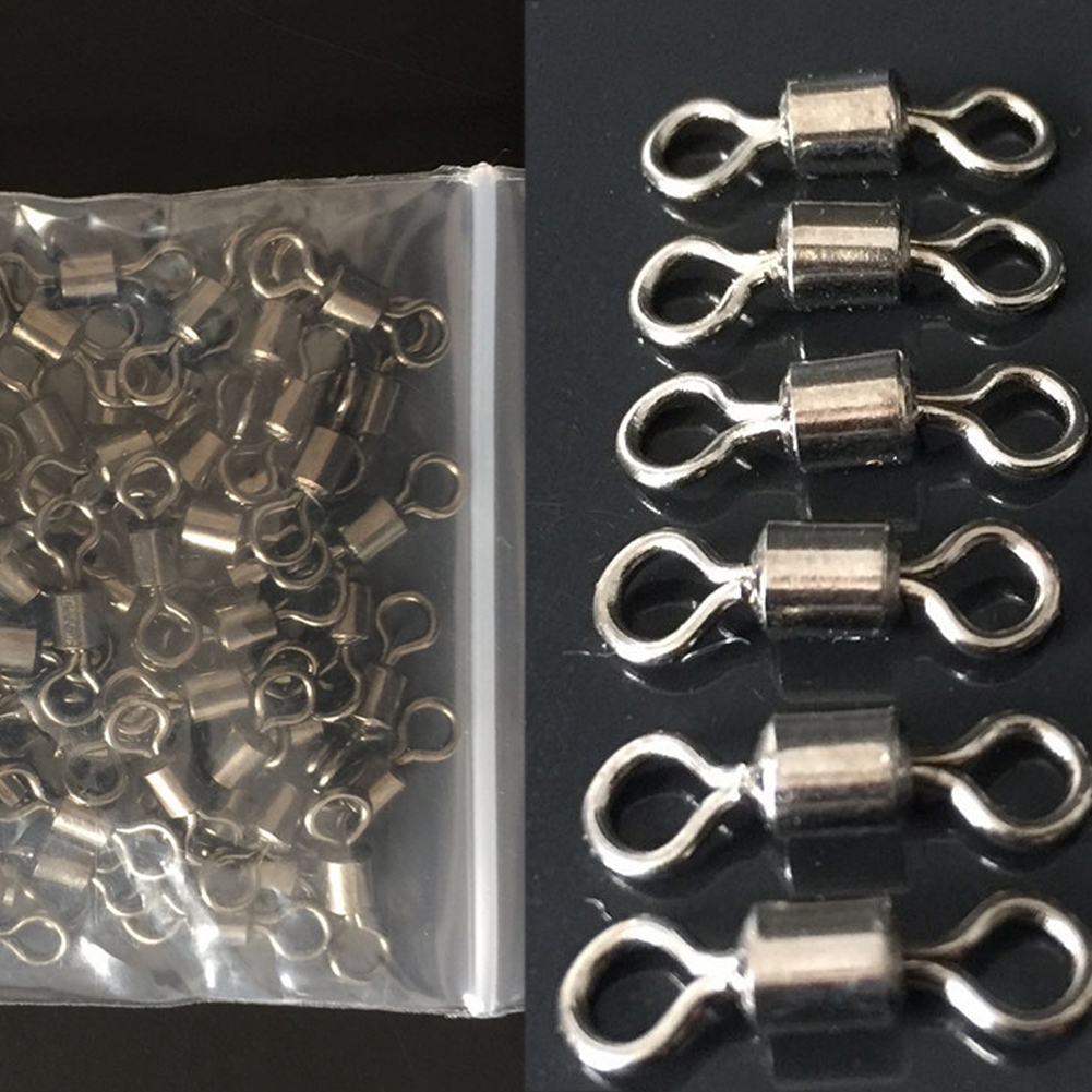 Bộ 100 đầu nối kiểu vòng bi chống xoắn chuyên dụng cho dây câu cá