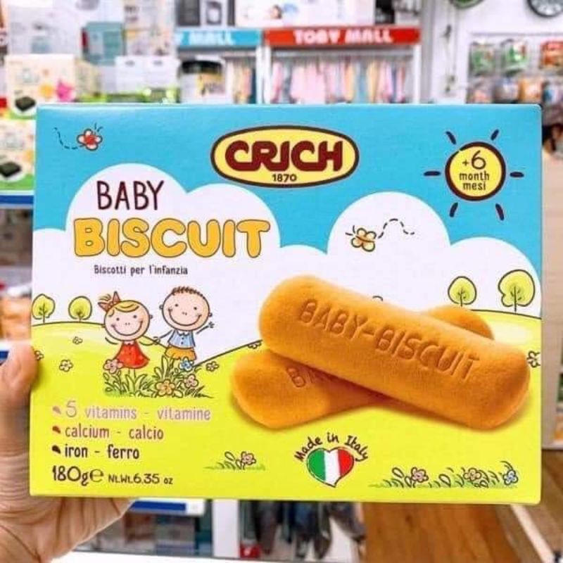 [MẪU MỚI] Bánh Ăn Dặm Ý Crich Baby Biscuit bé 6+ [HSD 4/2022] 180 gram