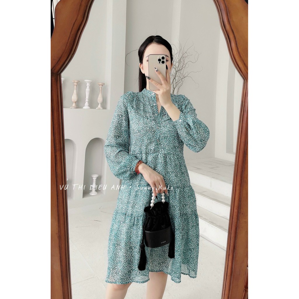 Váy hoa xanh tiểu thư