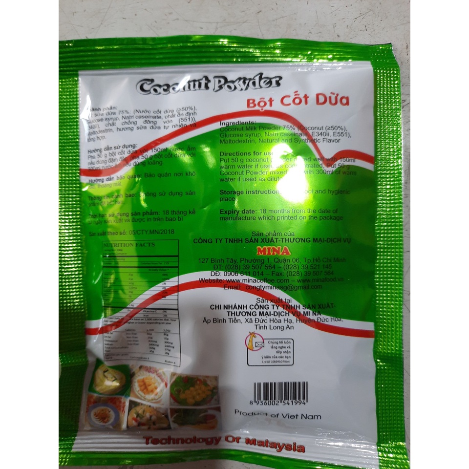 Bột cốt dừa thơm béo tự nhiên Minaco