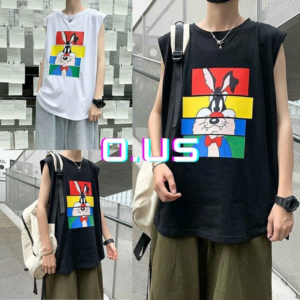 (SẴN ĐEN, TRẮNG) ÁO GYM TANKTOP UNISEX NAM NỮ, ÁO BA LỖ THỎ 7 MÀU