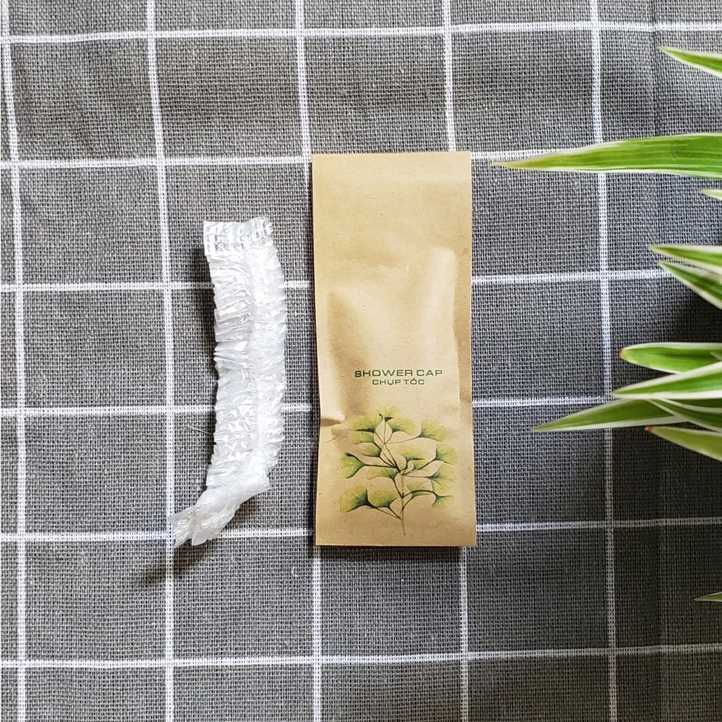 Miễn phí in logo - 100 Cái chụp tóc dùng cho nhà nghỉ, khách sạn đựng trong túi giấy kraft