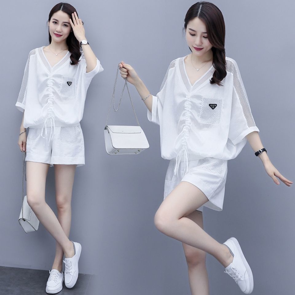 Bộ Trang Phục Hai Món Gồm Áo Và Quần Ngắn Dáng Rộng Phong Cách Hàn Quốc Thời Trang Mùa Hè Thu Dành Cho Bạn Nữ