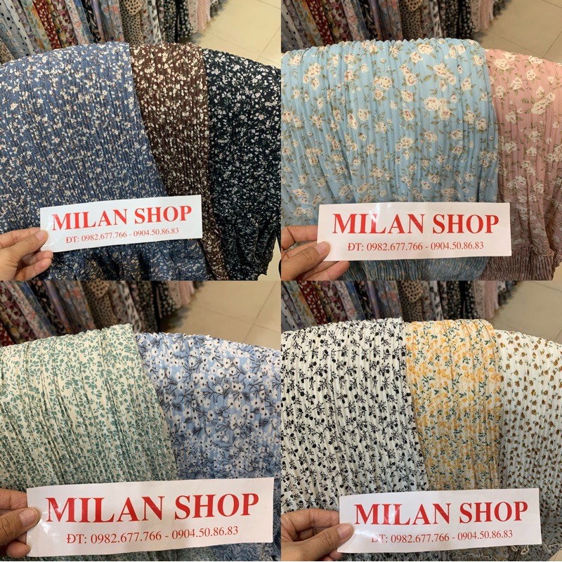 Chân váy hoa dập ly dài tầng 20 màu hot