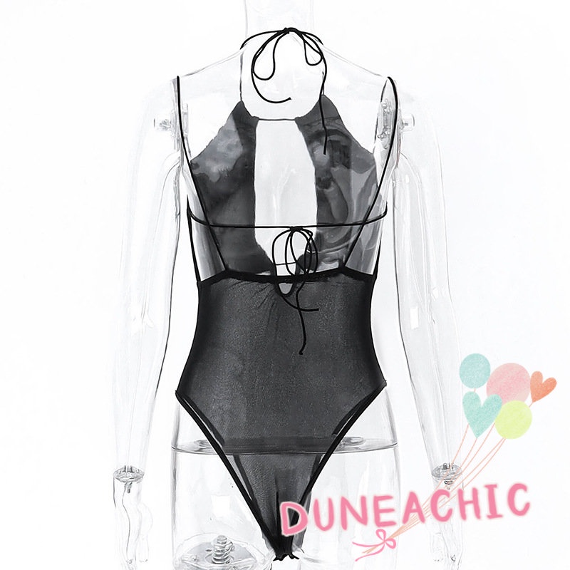 DUNEA Áo liền quần không tay hở lưng thời trang gợi cảm dành cho nữ