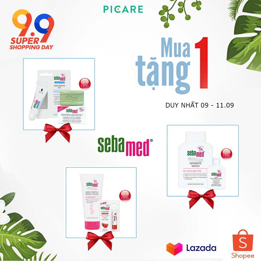 [Mua 1 tặng 1] Dung Dịch Vệ Sinh Phụ Nữ Cân Bằng Sebamed pH 3.8 200ml Tặng Sữa Rửa Mặt Và Tắm cho Da Nhạy Cảm 50ml.