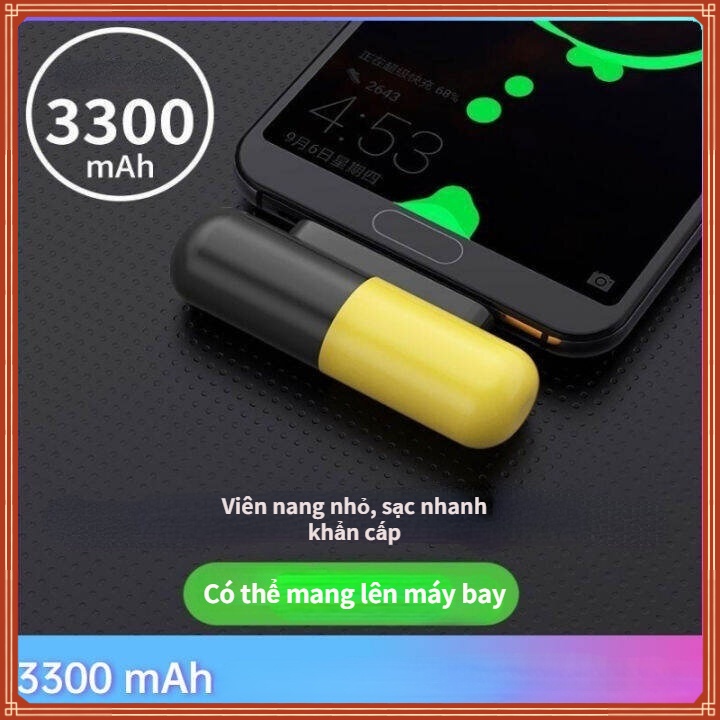 Sạc dự phòng không dây 3300mAh hình viên thuốc siêu nhẹ nhỏ gọn thích hợp cho iphone Android Type-C