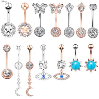 Alisouy 1 Phẫu Thuật Thép Pha Lê Zircon Ngôi Sao Bướm Mặt Trăng Đá Tòn Ten Nút Rốn Xuyên Vòng Bụng Nhẫn Trang Sức Cơ Thể