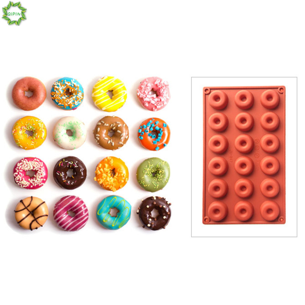 Khuôn Làm Bánh Donut 18 Ngăn Bằng Silicon