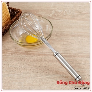 Phới đánh trứng inox cầm tay chiều dài 30cm độ nhún tốt, cây đánh trứng đơn giản dễ sử dụng dễ vệ sinh