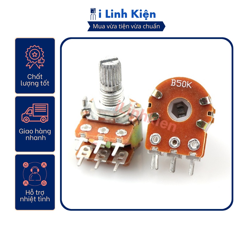 Chiết áp đôi 500K 100K 50K 20K 10K 5K 2K 1K WH148-B100K 15mm