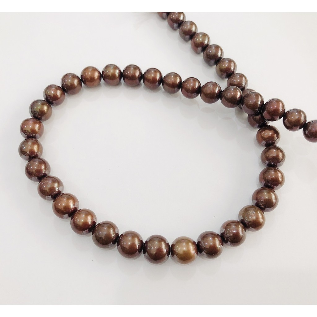 Dây nguyên liệu hạt trai nước ngọt màu nâu 9-10mm độ sáng 3A