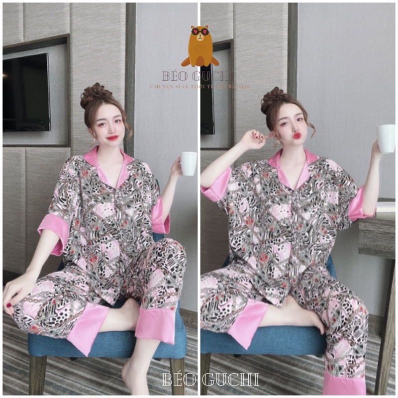 Dài cánh dơi 50-110kg K2CDM Béo Guchi Bigsize Pijama Lụa Mango cao cấp - Đồ bộ mặc nhà nữ
