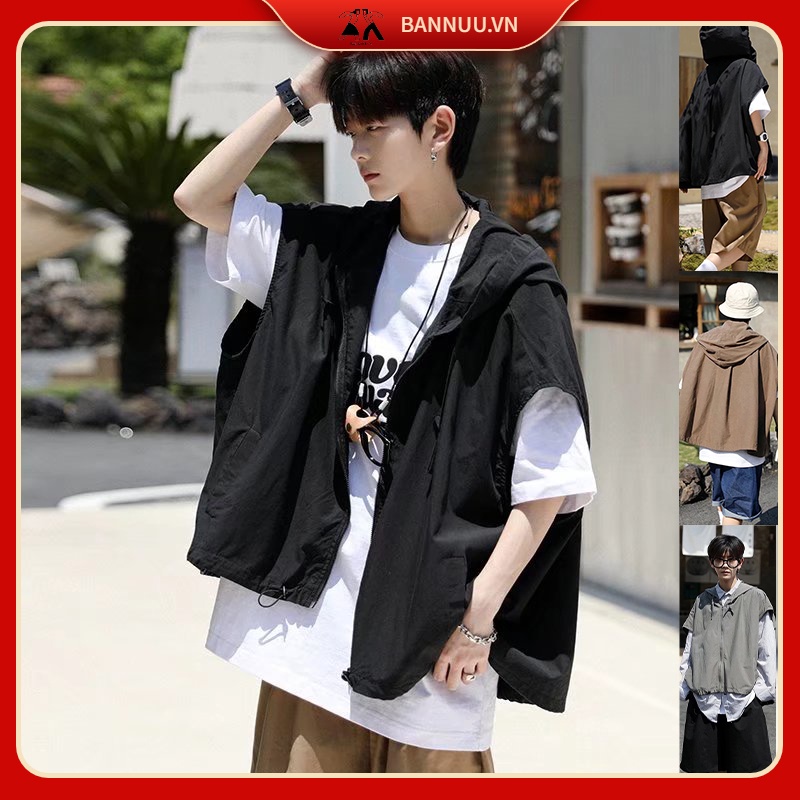 Áo Khoác Hoodie Sát Nách Màu Trơn Dáng Rộng Phong Cách Hàn Quốc Thời Trang Cho Nam Và Nữ