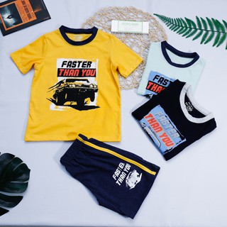 Bộ cộc tay bé trai, đồ bộ bé trai vnxk 100% cotton