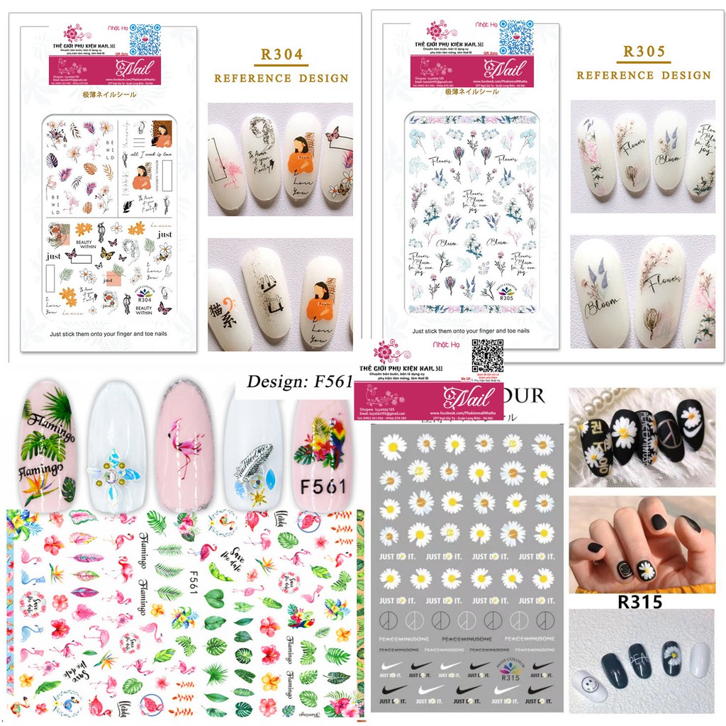 Nail Sticker Mẫu Hoa Lá Đẹp Dán Móng Tay Mới