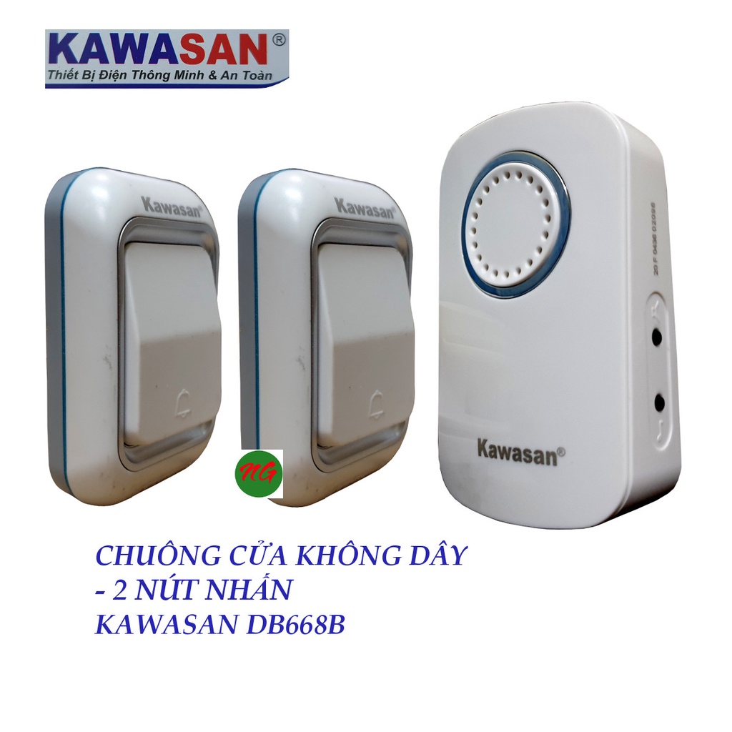 Bộ chuông cửa không dây có 2 NÚT NHẤN chống nước Kawasan DB668B