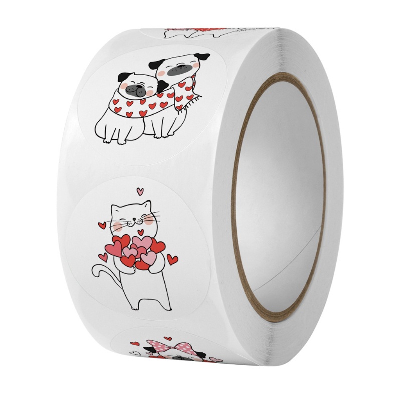 Tak Set 500 Nhãn Dán 4 Kiểu Họa Tiết Trang Trí Thiệp Nhỏ Nhắn Hình Trái Tim
