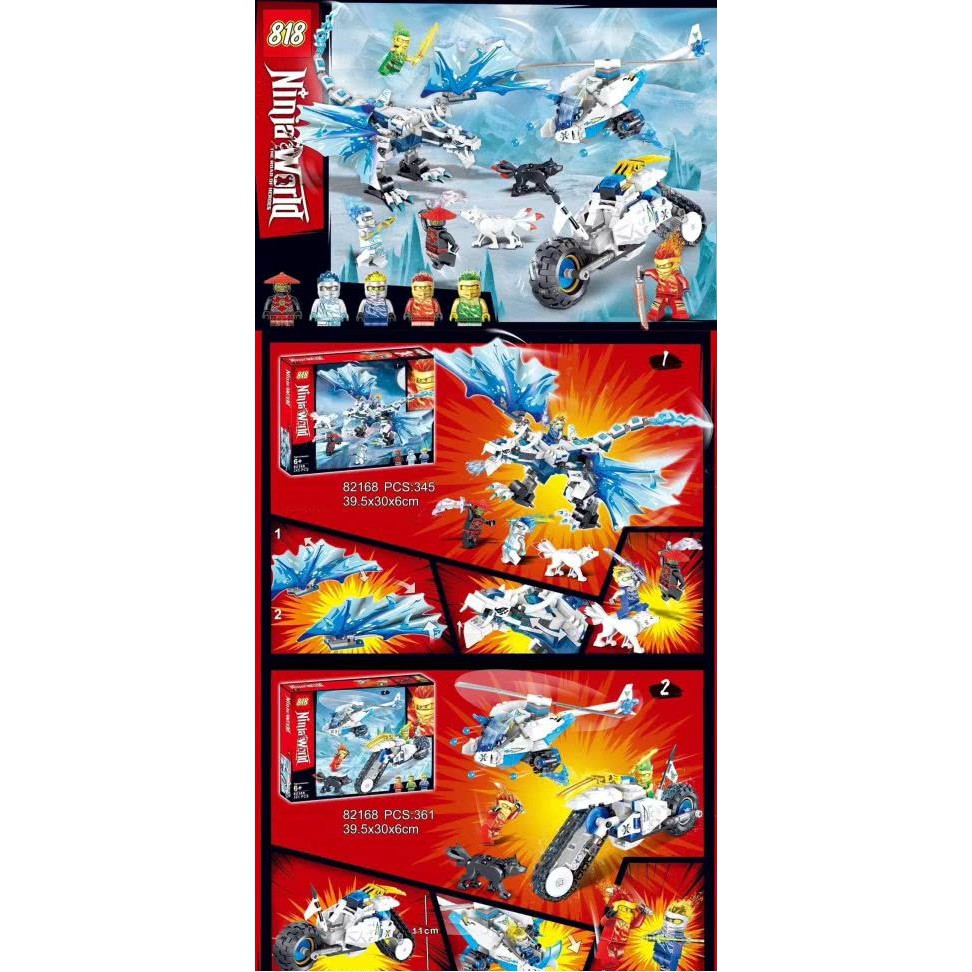 Lắp ráp Ninja Ninjago Rồng, xe máy, phi thuyền của Ninja băng Zane 82168 - 706 chi tiết