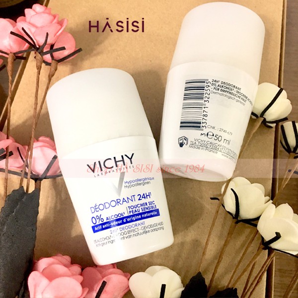 LĂN KHỬ MÙI VICHY - Deodorant Anti-Transpirant 48h 50ml (Nắp trắng)