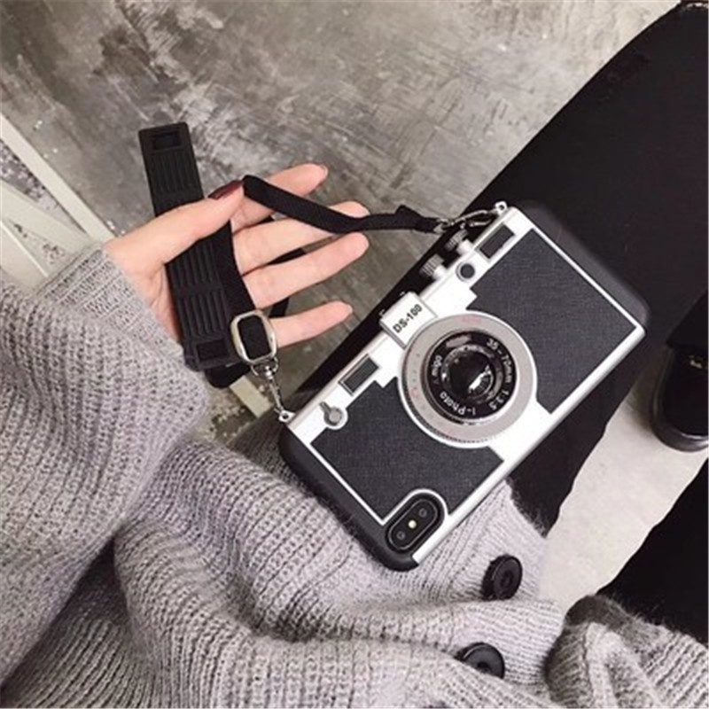 Ốp Điện Thoại Hình Máy Ảnh Thời Trang 2 Trong 1 Chống Sốc Có Dây Đeo Cho Samsung Galaxy S21 S22 Plus Note 20 Ultra