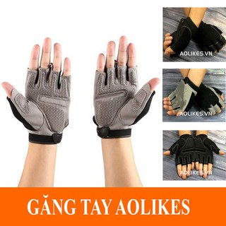 Găng Tay Thể Hình, Bao Tay Hỗ Trợ Tập GYM Chính Hãng AOLIKES (Đôi) - Đen/ Xám