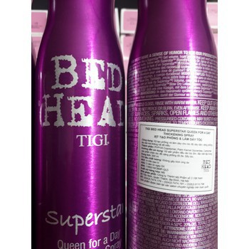 [#tigibedhead] Xịt tạo phồng và làm dày tóc BED HEAD TIGI Superstar Queen for a Day 300ml