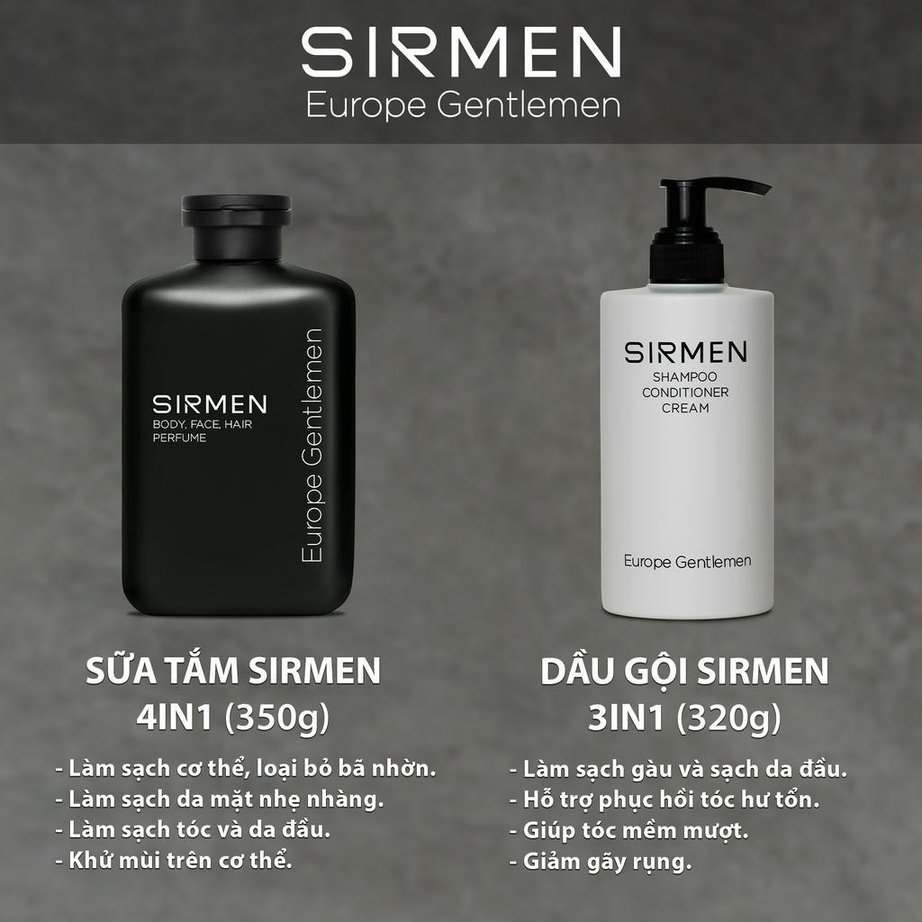 COMBO MONACO EUROPE Gồm Sữa tắm 350g và Dầu gội 320g nguyên liệu châu Âu SIRMEN Europe Gentlemen cao cấp 100g
