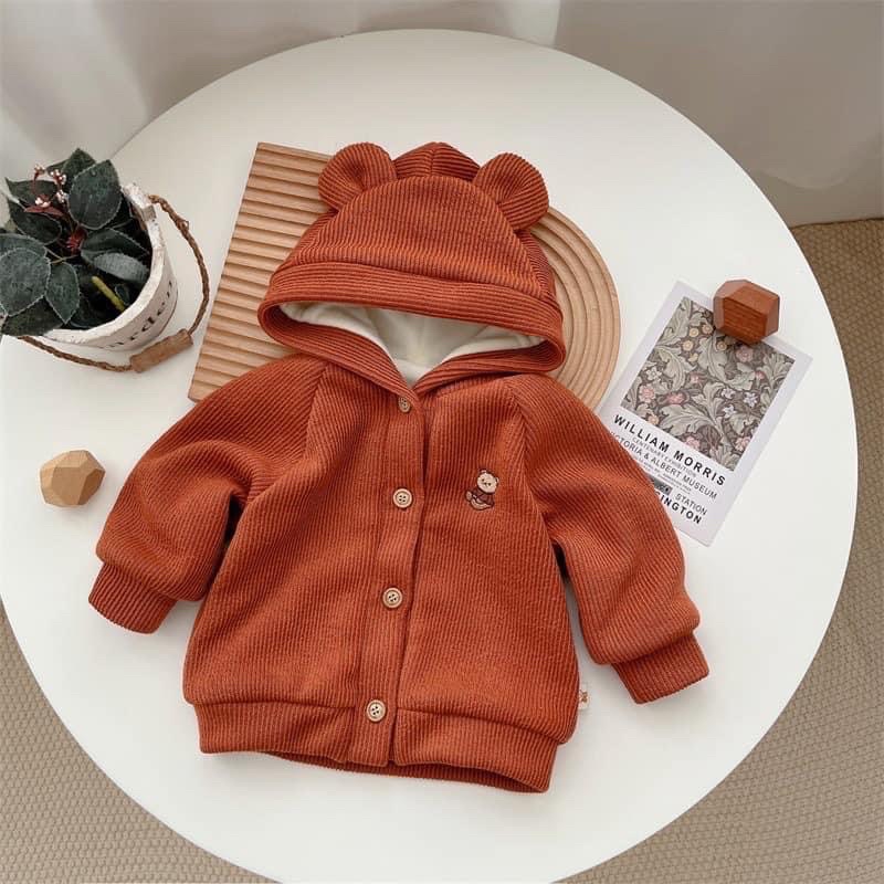 Áo khoác cho bé lót lông mịn ấm phong cách Hàn Quốc - thời trang thu đông trẻ em