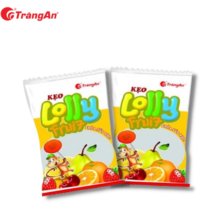 Combo 2 gói kẹo mút trái cây Lolly, thương hiệu Tràng An, trọng lượng 72g