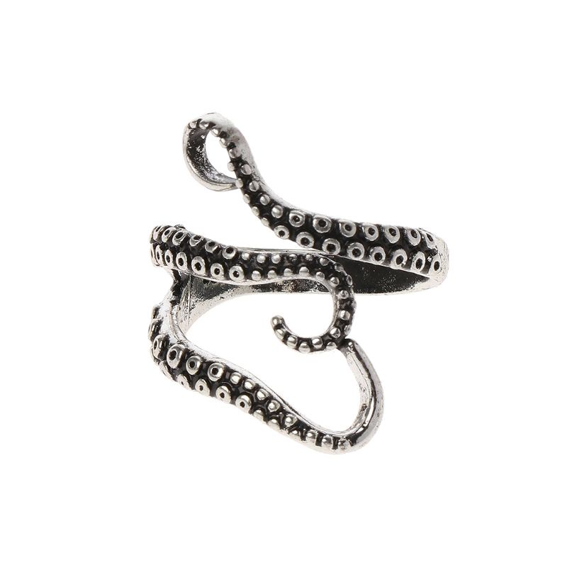 Bộ Nhẫn Bạc Hình Bạch Tuộc Phong Cách Gothic Thời Trang Cho Nữ