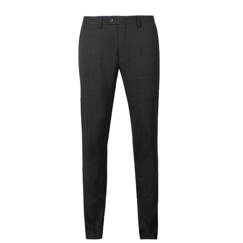 Quần âu owen màu đen kẻ chìm slim fit vải nano QS23497