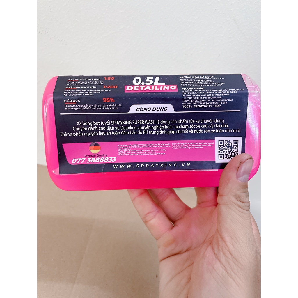 Nước rửa xe Sprayking bọt tuyết 500ML mẫu mới rửa xe siêu bóng, tạo hiệu ứng cánh sen