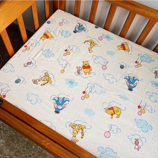 Ga/drap xô muslin chun cò baby bọc đệm, giường, nôi, cũi cho bé 70x100x10cm, 120x200x8cm