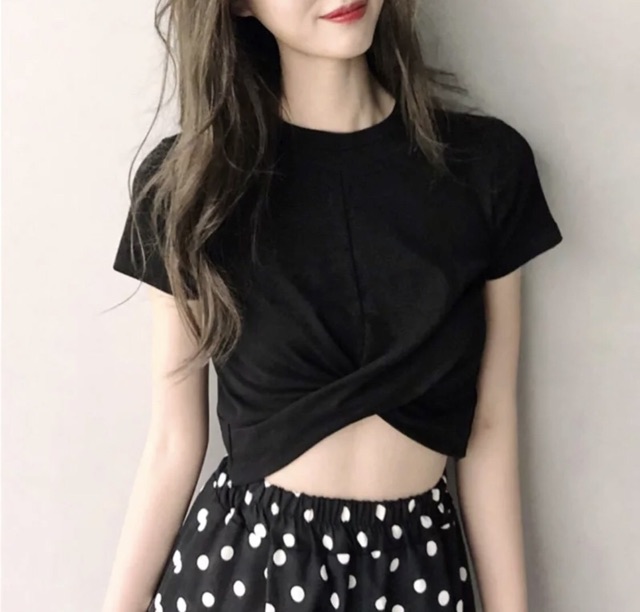 ÁO CROPTOP CHÉO BỤNG TRƠN