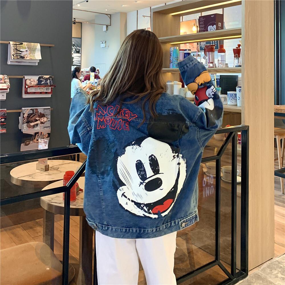 Áo Khoác Denim Họa Tiết Hoạt Hình Thời Trang Xuân Thu Cho Nữ