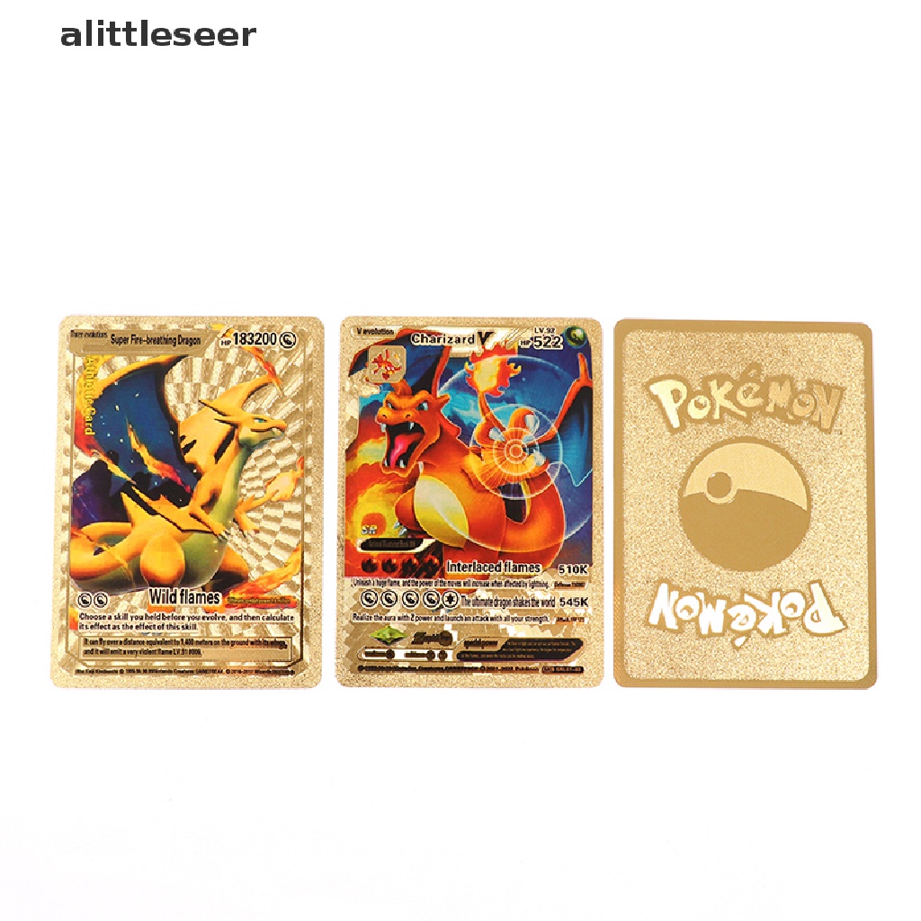 Set 54 thẻ bài màu vàng giả kim loại hình Pokemon Vmax GX