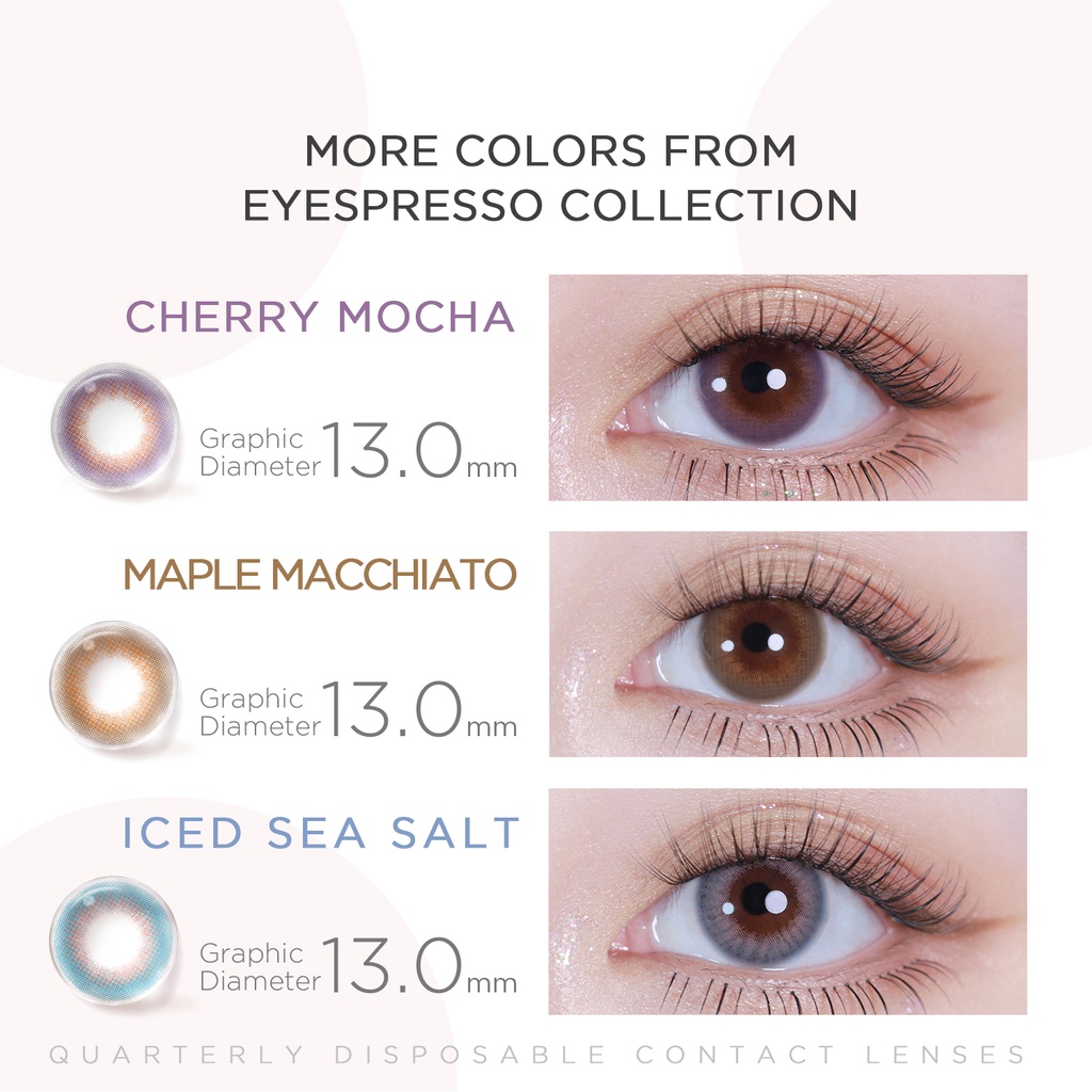 Hộp 2 kính áp tròng màu MOODY OATMEAL COCOA bộ sưu tập Eyespresso 14.1mm sử dụng ba tháng một lần