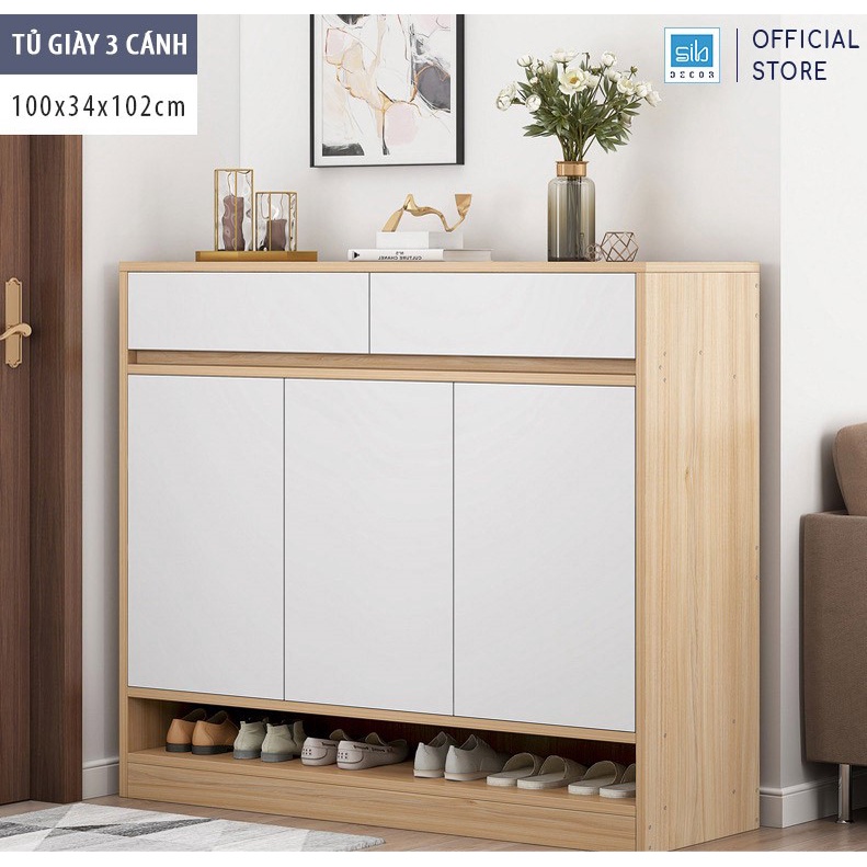 Tủ Giày Gỗ Đơn Giản Mà Đẹp Đa Dạng Kích Thước, Phù Hợp Đặt Tại Lối Vào Phòng Khách Thương Hiệu SIB Decor