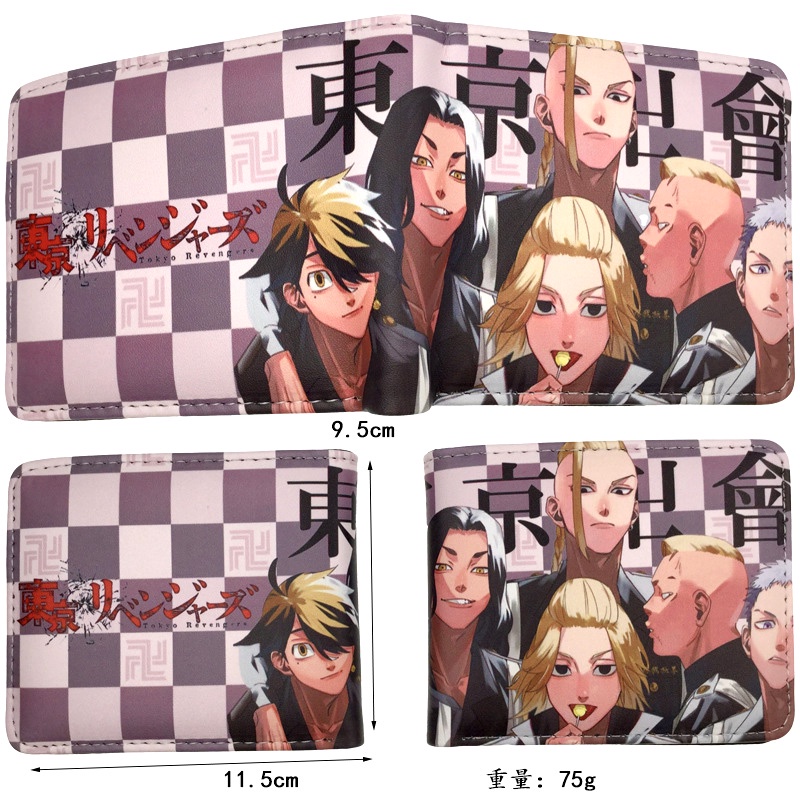 Ví Da PU Dáng Ngắn Có Khóa Kéo In Hình Anime Tokyo Revengers Manjiro Ken Takemichi Hinata Atsushi