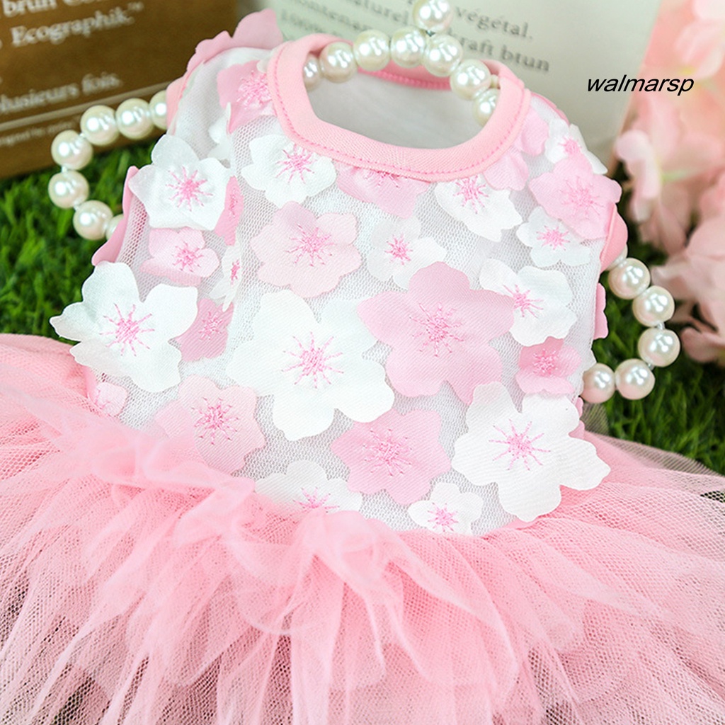 Đầm Công Chúa Nhiều Lớp Bằng Vải Cotton Phối Lưới Cổ Tròn In Họa Tiết Hoa Thời Trang Mùa Hè Cho Cún Cưng