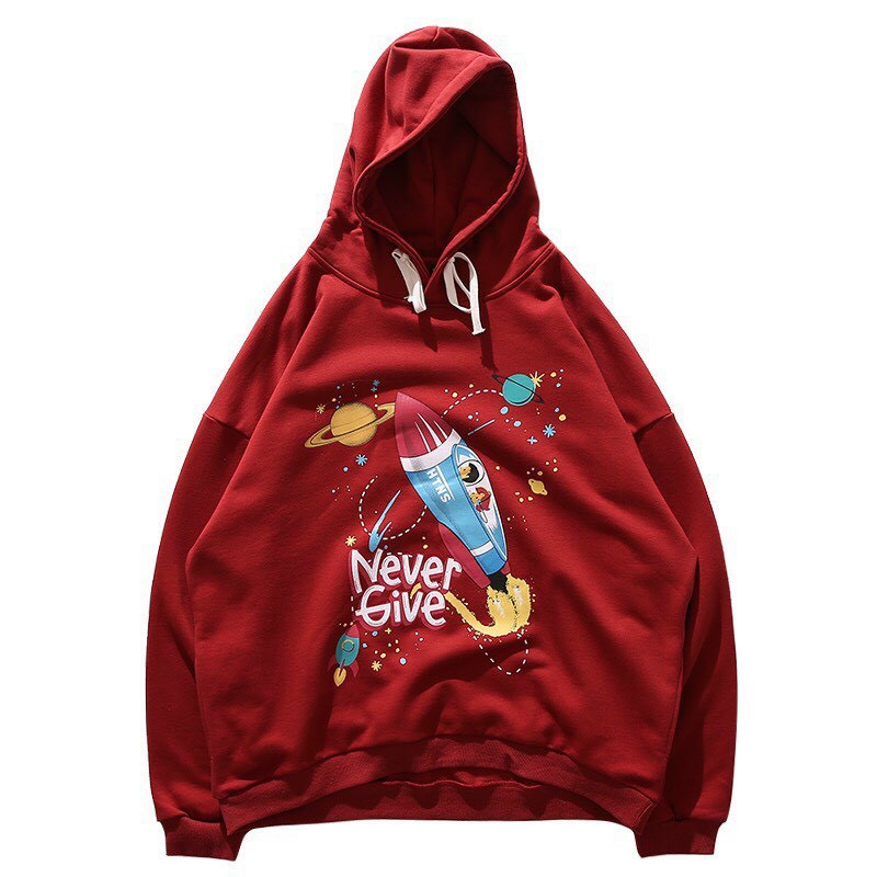 Áo khoác, áo hoodie unisex nam nữ nỉ ngoại tên lửa never give cực đỉnh năng động thời trang học đường