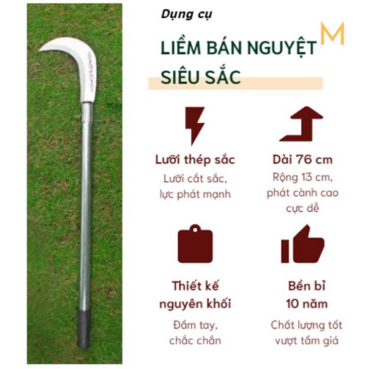Liềm bán nguyệt đa năng cho nhà nông | Dụng cụ cắt cỏ,gặt lúa thiết kế nguyên khối cực bền HÀNG HOT A6