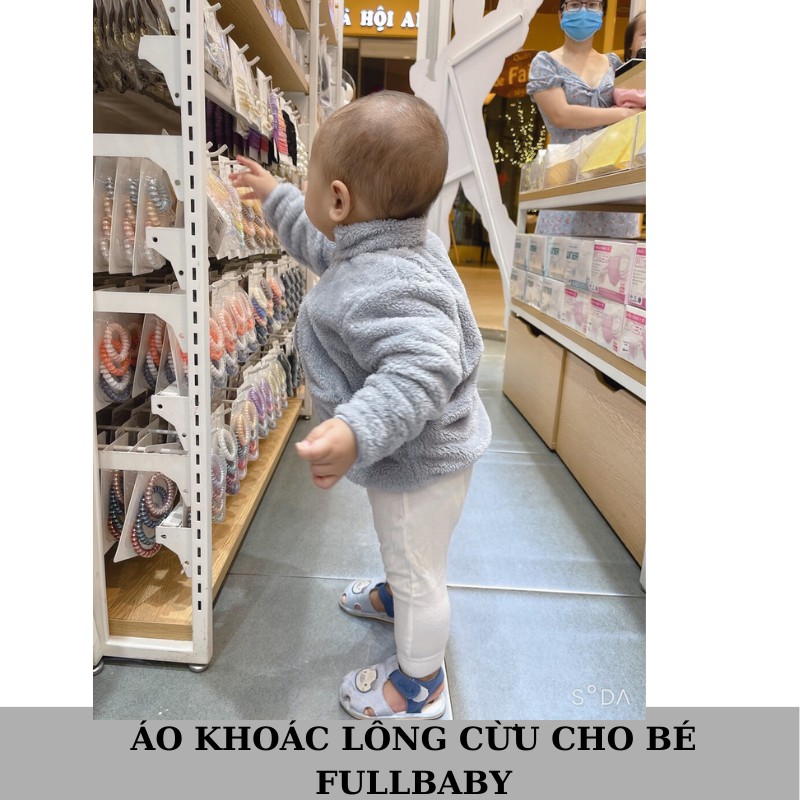 Áo khoác lông cừu cho bé hàng đẹp cổ trụ có túi mịn màng ấp áp từ 1-5 tuổi