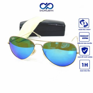 Kính râm thời trang nam nữ dáng phi công tròng thủy tinh xanh tráng gương