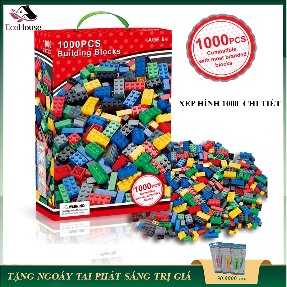 Bộ Xếp Hình Lego BuildingBlock 1000 chi tiết, cao cấp chất liệu an toàn  kích thích tư duy và sáng tạo cho bé